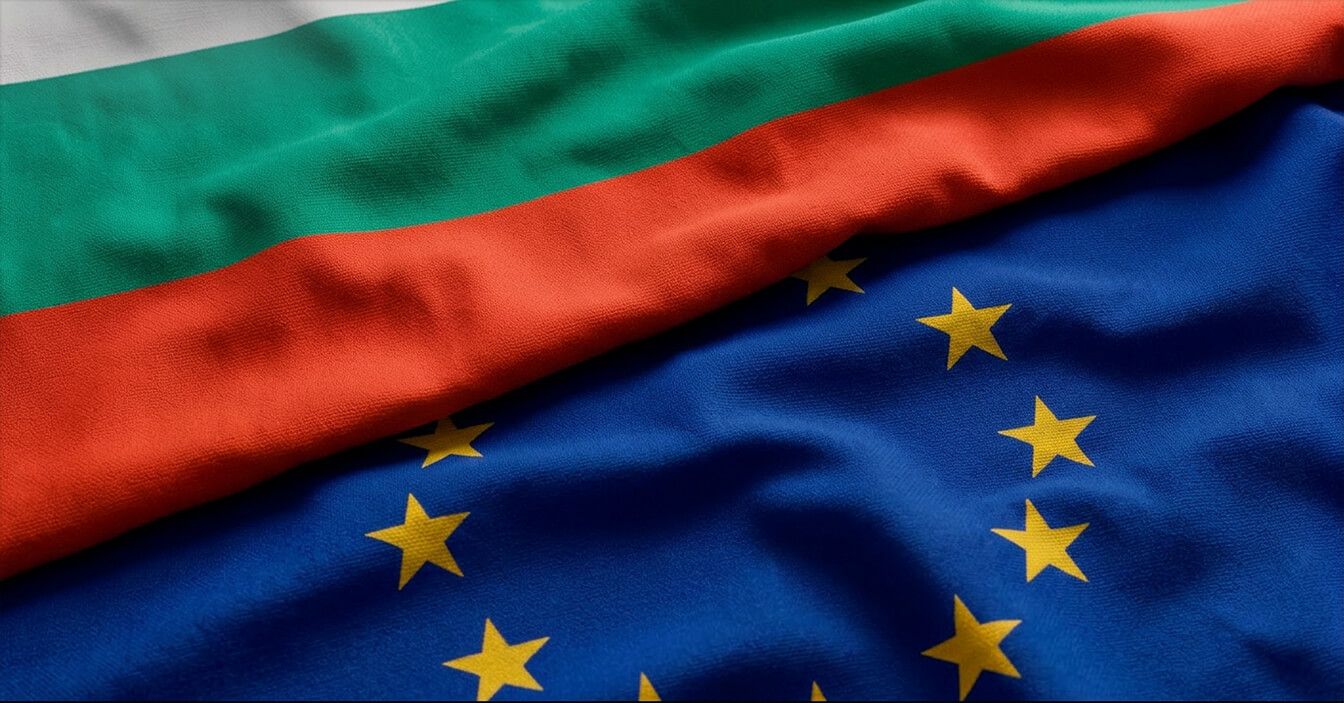 Bulgarian flag — EU backdrop