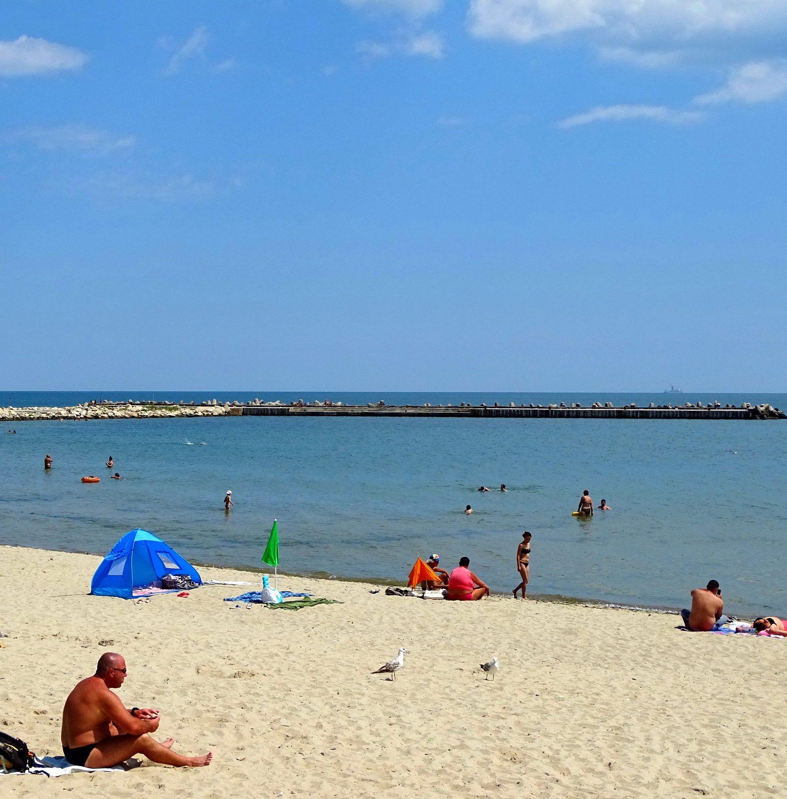 Black Sea beach in Varna, Bulgaria, at sunset